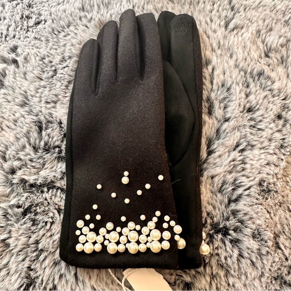 SOLD! Intrend by Max Mara Jersey Gloves with Pearls Size: 7.5 S/M Fall /Winter - Picture 7 of 16